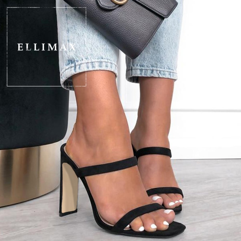 NEW🔥 Dual Straps Open Toe Slide Mules Heel Sandal